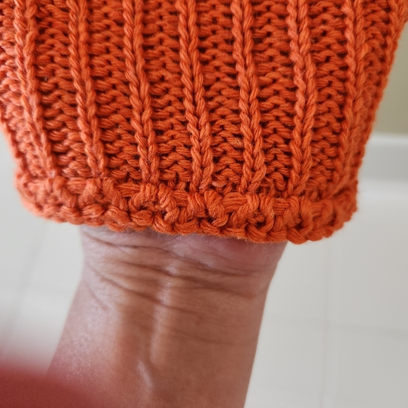 New Boutique Burnt Orange Waffle Knit Turtleneck Sweater - Picture 3 of 10